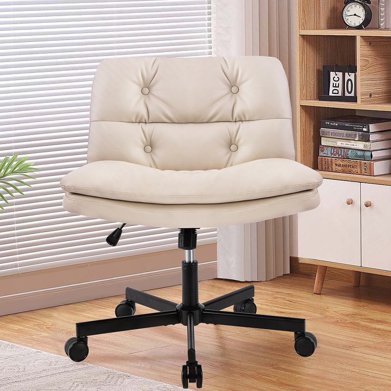 Chaise de bureau rembourrée en similicuir, pivotante, réglable en hauteur, avec roulettes