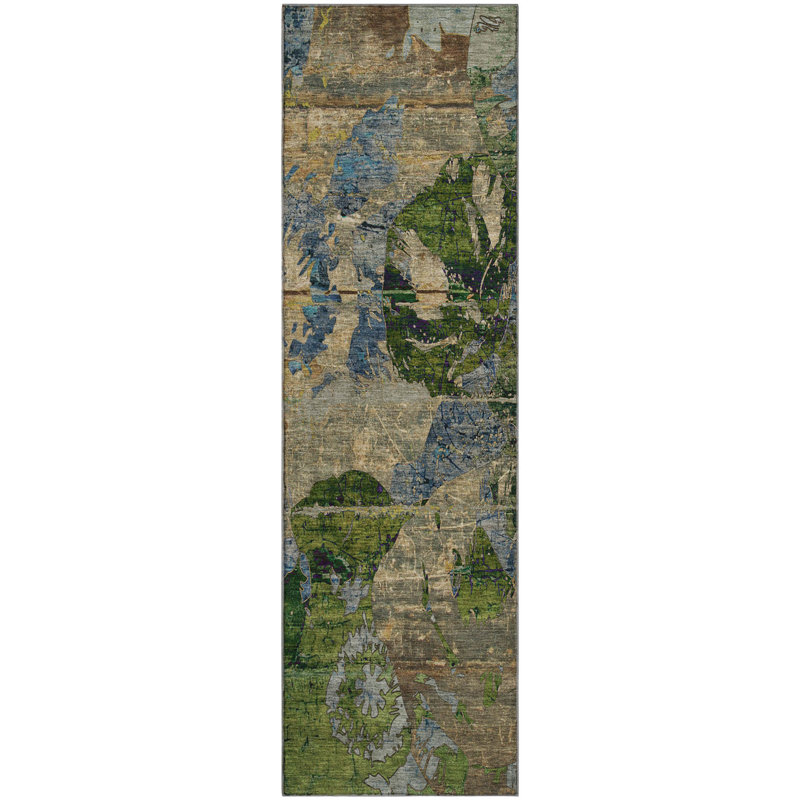 Premium Machine Washable Cerrito AMF555 Taupe Rug, Runner 2'3" x 7'6"