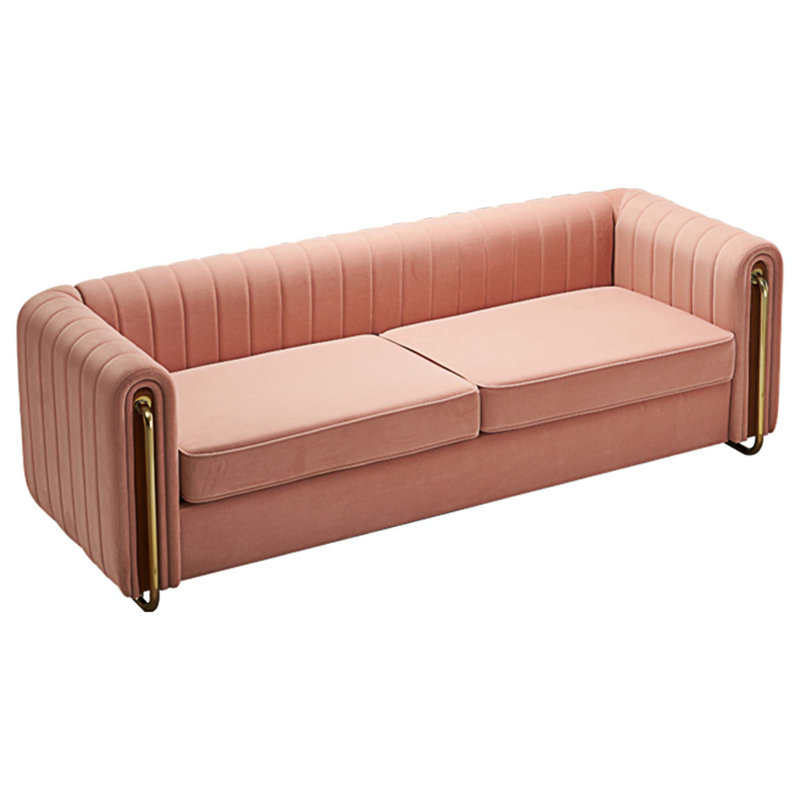 Canapé rembourré 84,25 po Nakesha, Velours rose