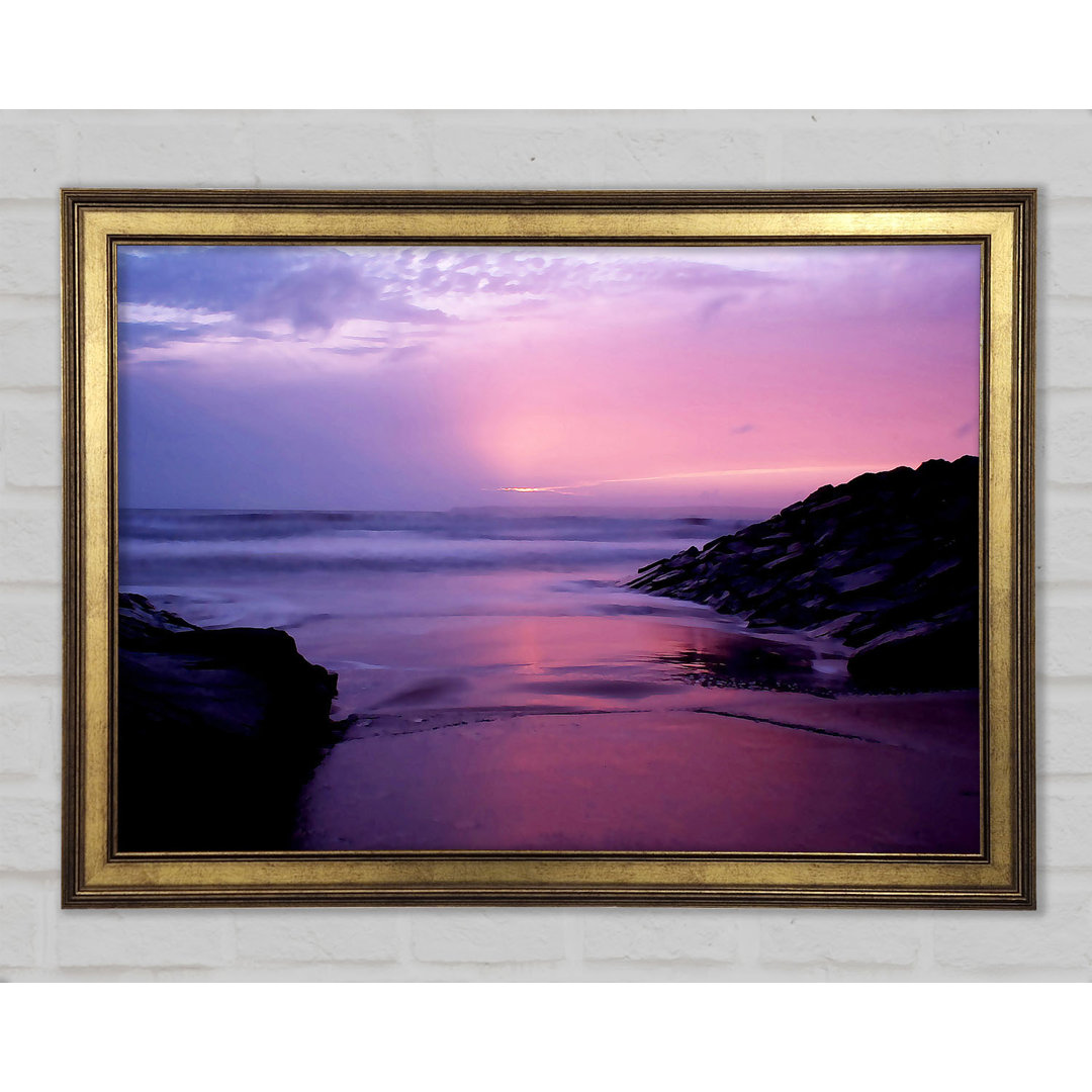 Sonnenuntergang am Strand von Aberavon Gerahmter Druck