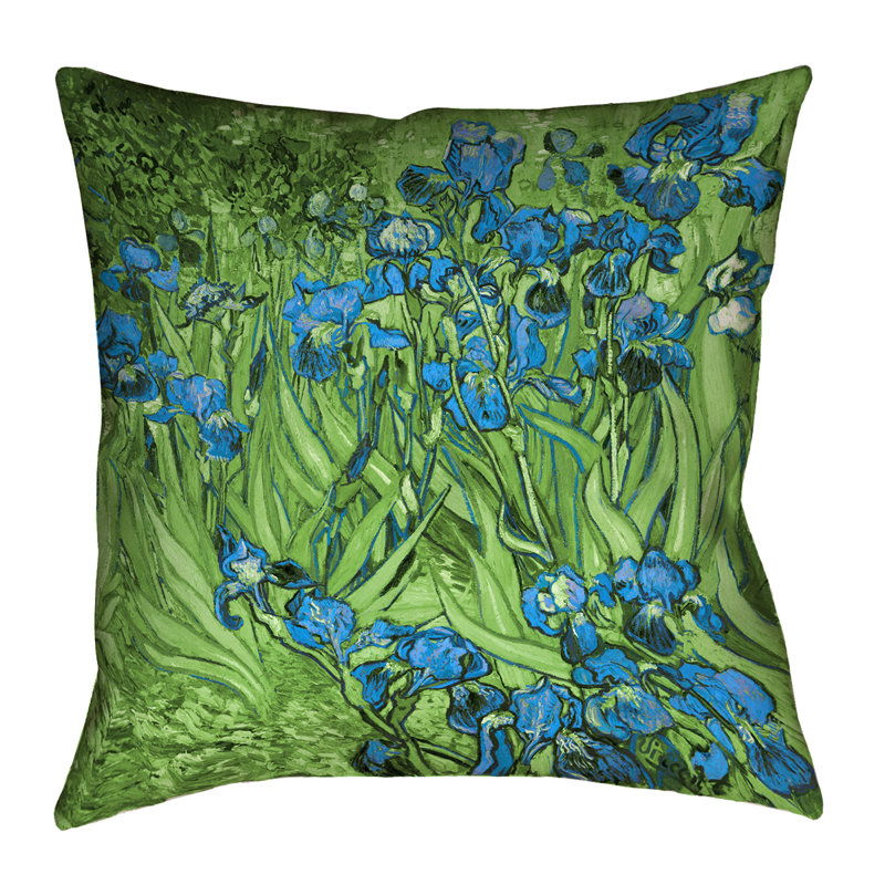 Housse de coussin carrée irises Morley, 16 po x 1 po, Vert / bleu, Pas de remplissage