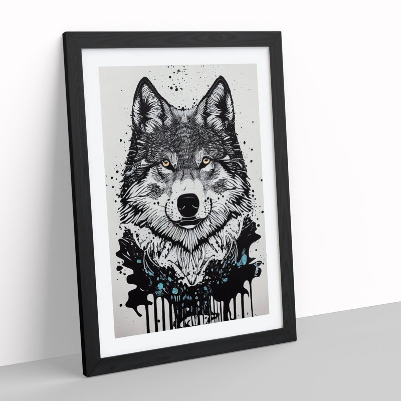 Wolf Graffiti No.3 - Print, White, Black Framed Paper, 66cm H x 48cm W