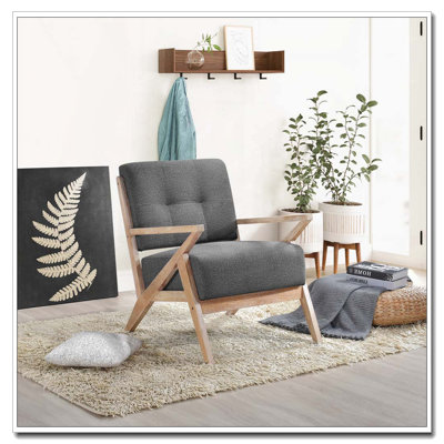 Fauteuil d'appoint capitonné avec finition noyer antique