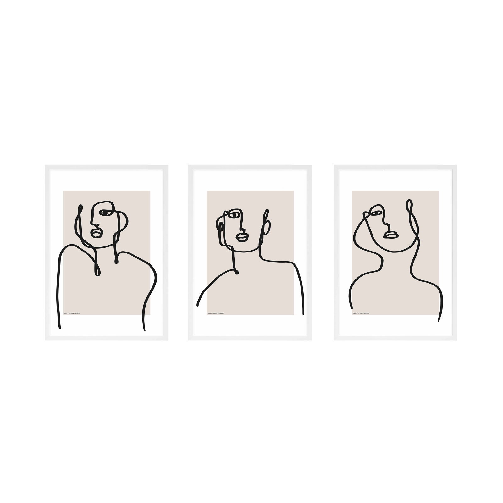 Romina Gadler "Figure and Form" 3-Piece Print Set, 20" H x 14" W x 1.25" D, White Framed Paper