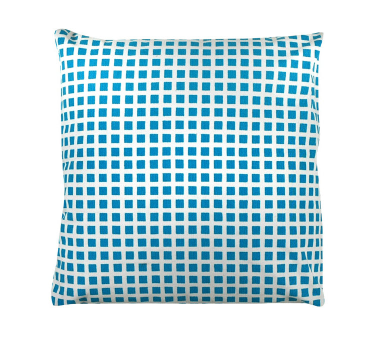 Coussin 100% coton Vera Squares, Bleu pastel