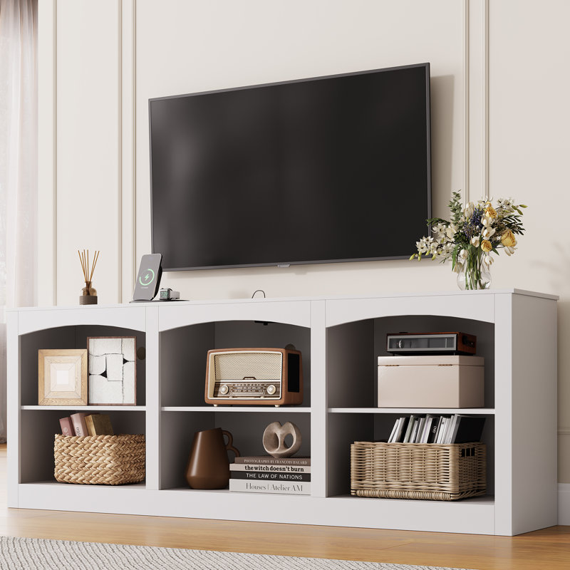 70" Modern TV Stands for Living Room, Anti-Tip Accessory, Power Outlet with USB & Type-C Charging Port, Modern Compact TV Stand, Multi-Functional Console