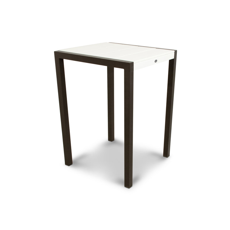 Table de bar POLYWOOD Surf City, Bronze texturé / Blanc classique, 30 po x 30 po