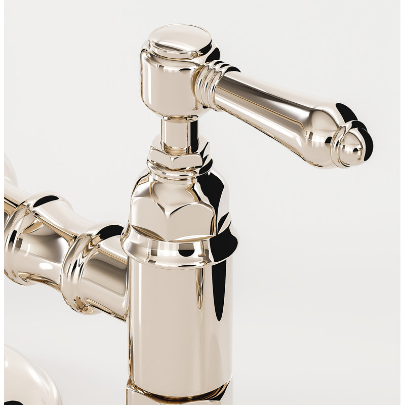 Acqui Bridge Kitchen Faucet With Side Spray, Polished Nickel, Porcelain Lever Handle