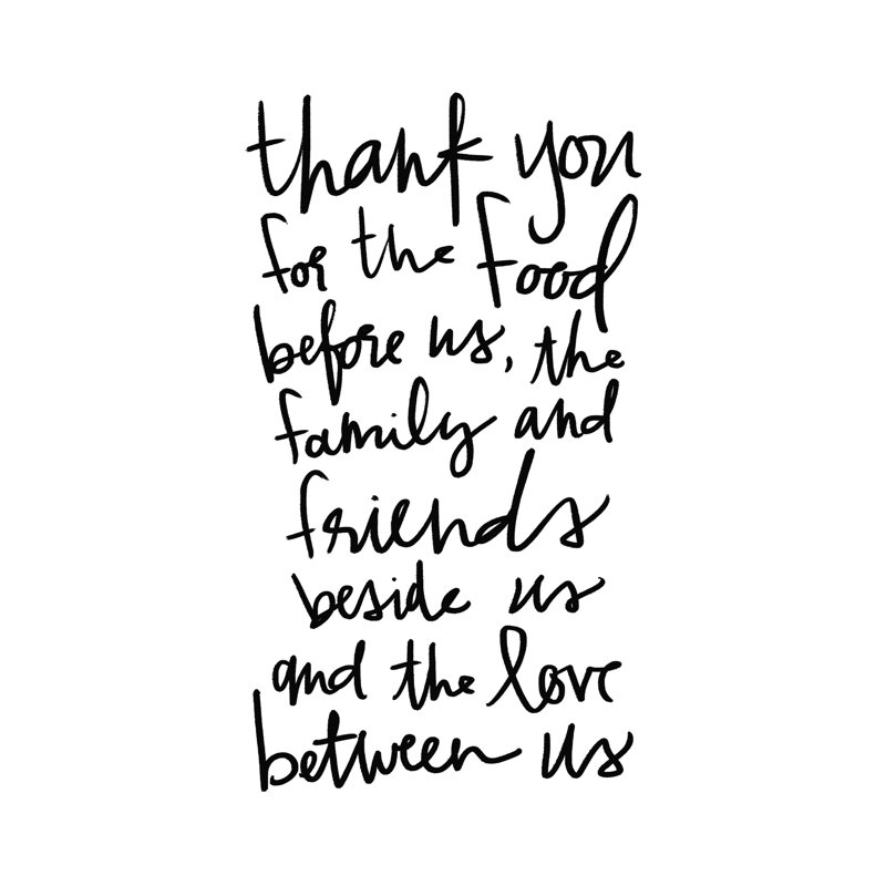 «Thank You Food», art textuel sur toile tendue, H 12 po x l 8 po