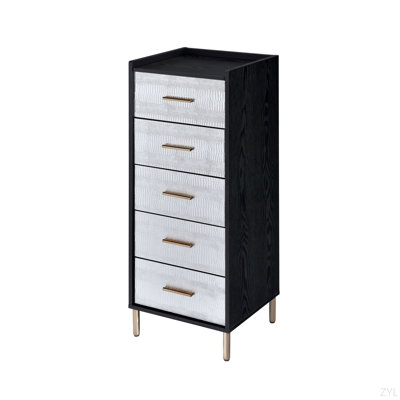 Black And Silver 4-Drawer Jewelry Armoire With Lift-Top