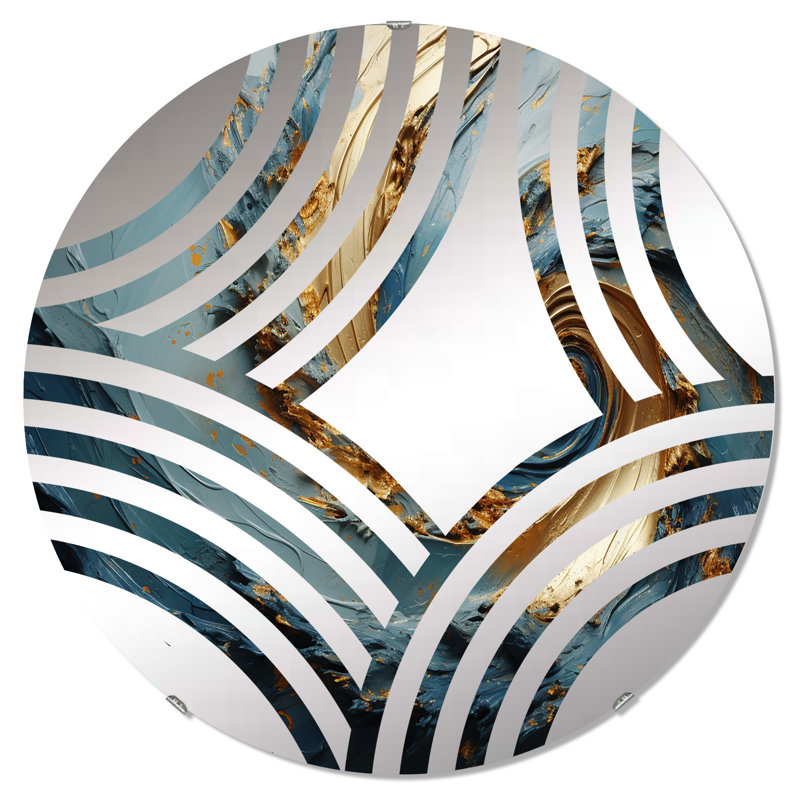Vortex doré et bleu - Miroir décoratif Baptist Fan MIR107290 C, 31,4 po x 31,4 po