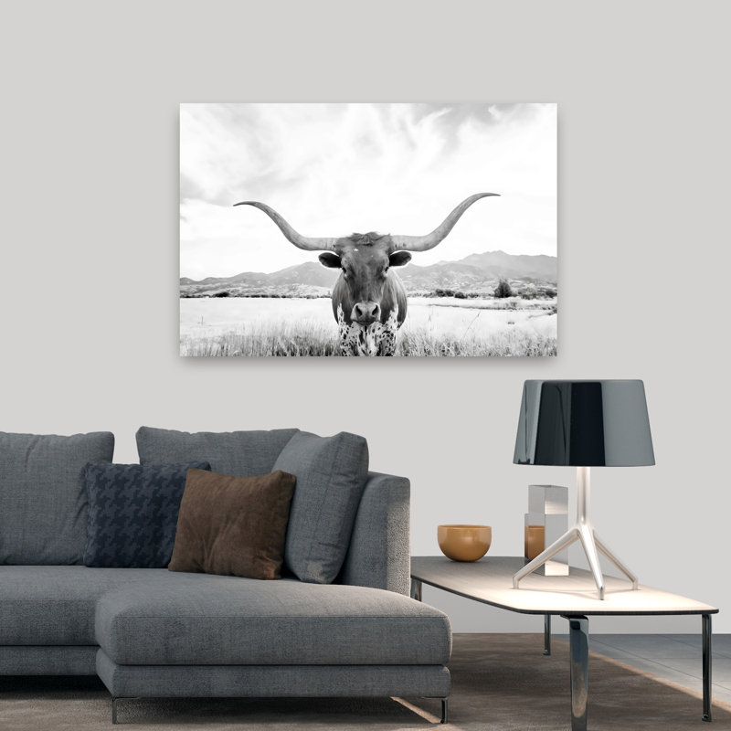 Art mural contemporain Longhorn, H 32 po x l 48 po