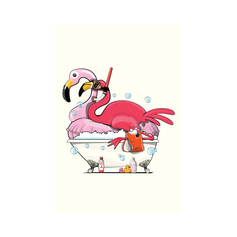 Flamingo In The Bath by WyattDesign - Gallery-Wrapped Canvas Giclée on Canvas, 101.6 cm H x 66.04 cm W, Wrapped Canvas
