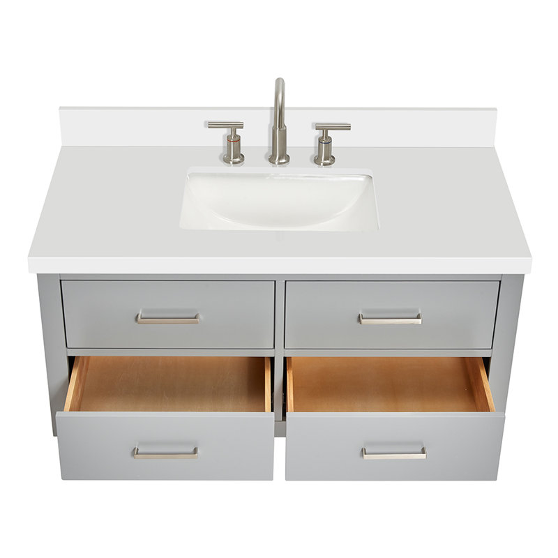Ensemble de meuble-lavabo mural simple 43 po Macolm Husnayn, Gris, Nickel brossé