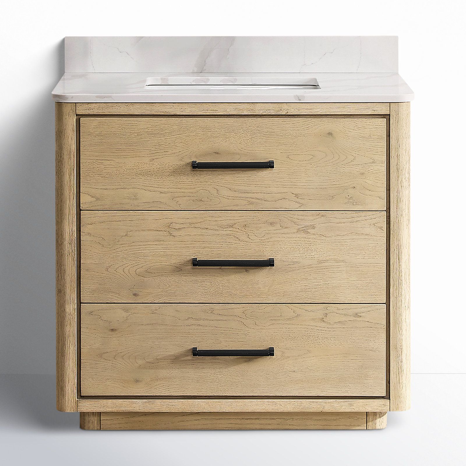 Porto 36'' Single Bathroom Vanity, Natural Oak, Matte Black