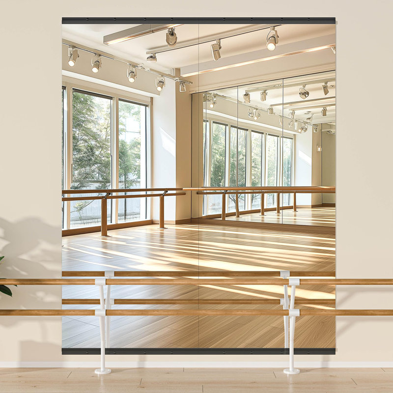 Full Length Rectangle Wall Mirror Home Gym Mirror Dance Studio Mirror with Tempered Glass, 56" x 17", Matte Black