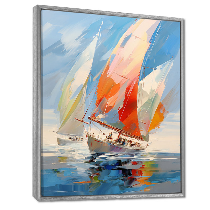 Fresin voilier abstrait, vents I - Bateau à voile, reproduction d'art sur toile encadrée, H 32 po x l 24 po x P 1 po