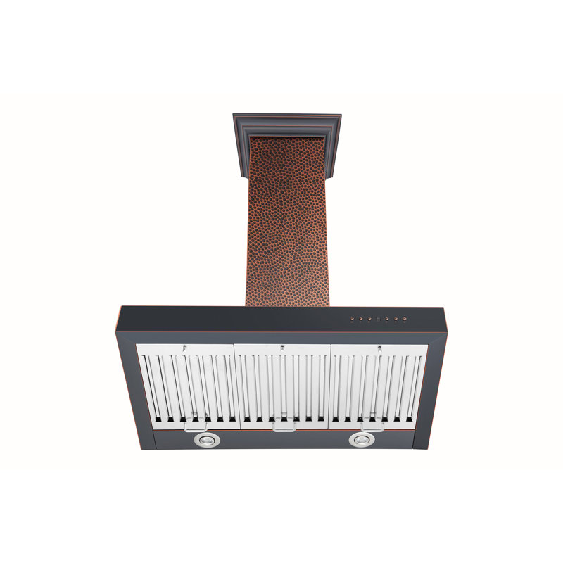 36" 400 CFM Convertible Wall Mount Range Hood, Hand-Hammered Copper/Oil-Rubbed Bronze