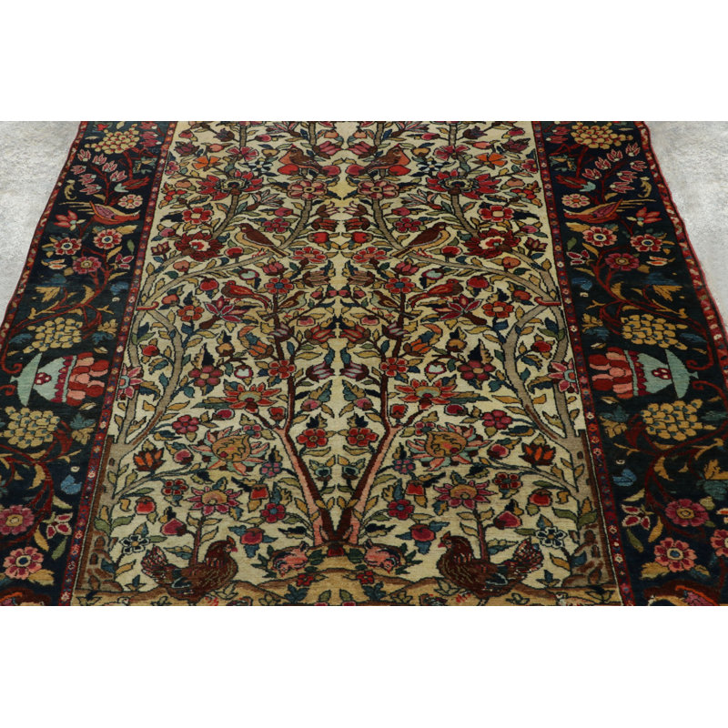 Antique Bakhtiari Pictorial Forest Rug With Mirrored Birds And Blossoms