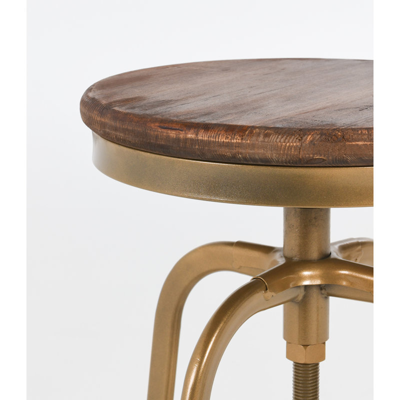 Swivel Solid Wood Adjustable Height Stool, Bronze