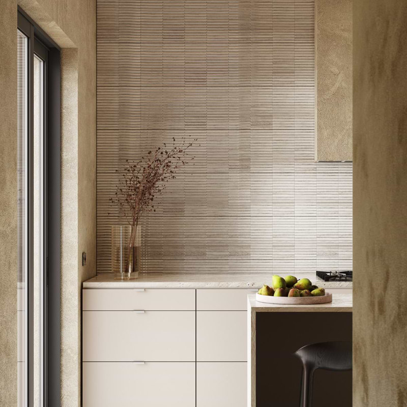 Curve Fluted 6X12 3D Glossy Ceramic Tile, Gray