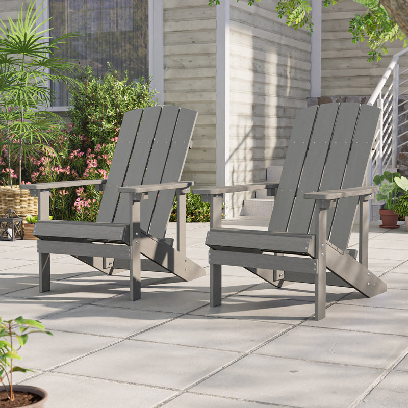 Kona HIPS Adirondack Chair Weather Resistant 350 Lbs for Outside Plastic Firepit Chair, Gray