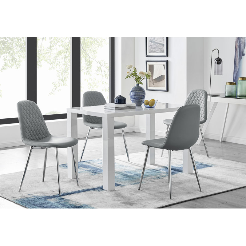 Chowchilla 4 - Person Dining Set, Elephant Grey/Silver