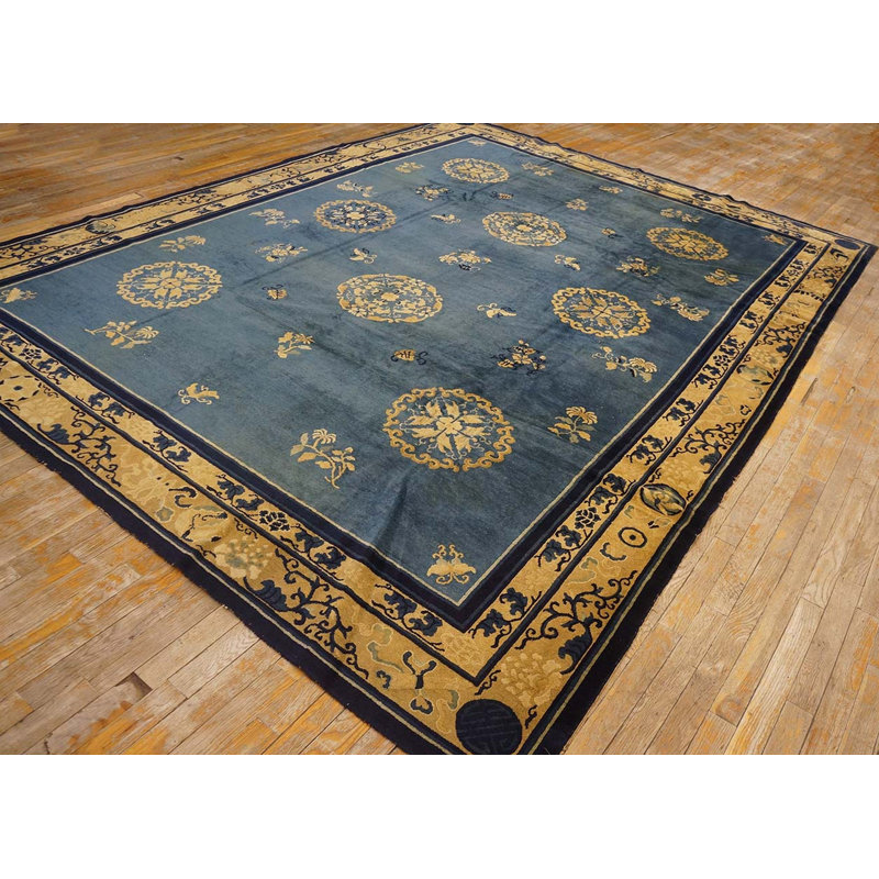 Antique Peking Chinese Allover Blue 1920s Rug