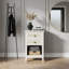Table de chevet 17,7 po en rotin blanc avec 2 tiroirs, table de chevet haute 27 po pour petits espaces et chambre à coucher