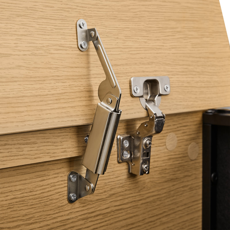 Table tambour moderne en bois avec porte coulissante, Chêne