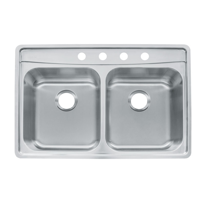 Évier de cuisine à double cuve en acier inoxydable l 33 po x l 22 po Evolution