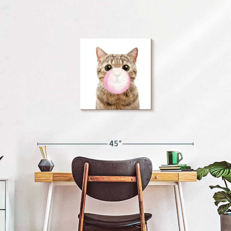 " Bubble Gum Kitty ", 20" H x 20" W x 1.25" D
