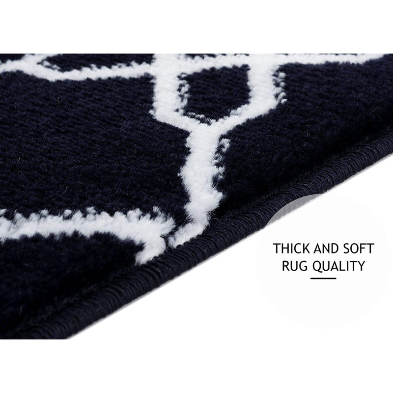 Tapis d'escalier intérieur antidérapant 9 po x 28 po Otterburn, Bleu marine