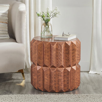 Edge End Table Wire Brush Copper Finish