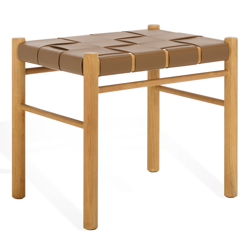 Repose-pieds en cuir Mayer, Brun, Naturel