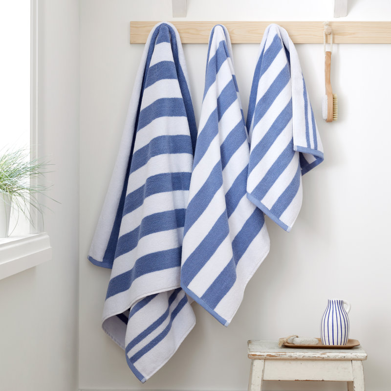 100% Cotton Plush Jacquard Bath Towel, Blue