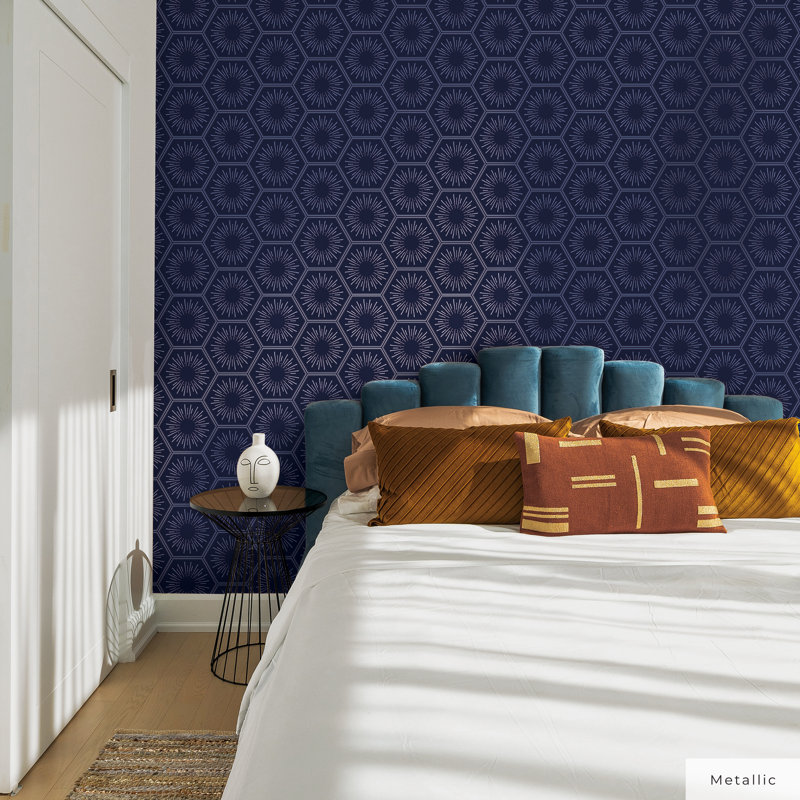 Bogomila 16.5' L x 20.5" W Peel and Stick Wallpaper Roll, 16.5" L x 20.5" W, Royal Blue