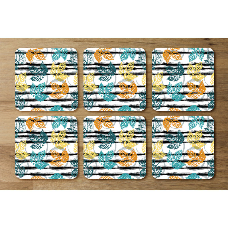 Square 6 Piece Coaster Set, Green