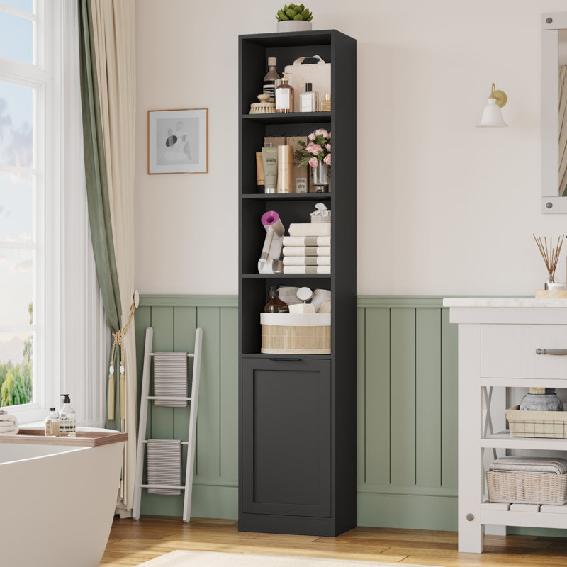 🧺 73.4" Tall Storage Tower with Door & 6 Shelves, Slim Bathroom Cabinet, Space-Saving Bathroom Organizer for Toilet, Laundry Room, Small Spaces