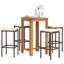 Ensemble de bar de patio 5 pièces Wildon Home® en bois massif noir d'acacia et de rotin poly-1582882733-1582882721