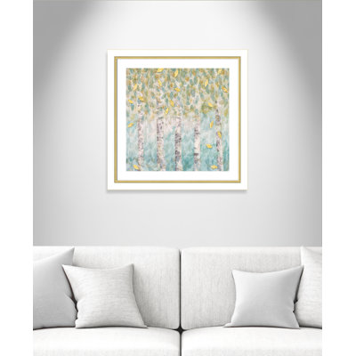 Bouleau aqua doux - peinture encadrée