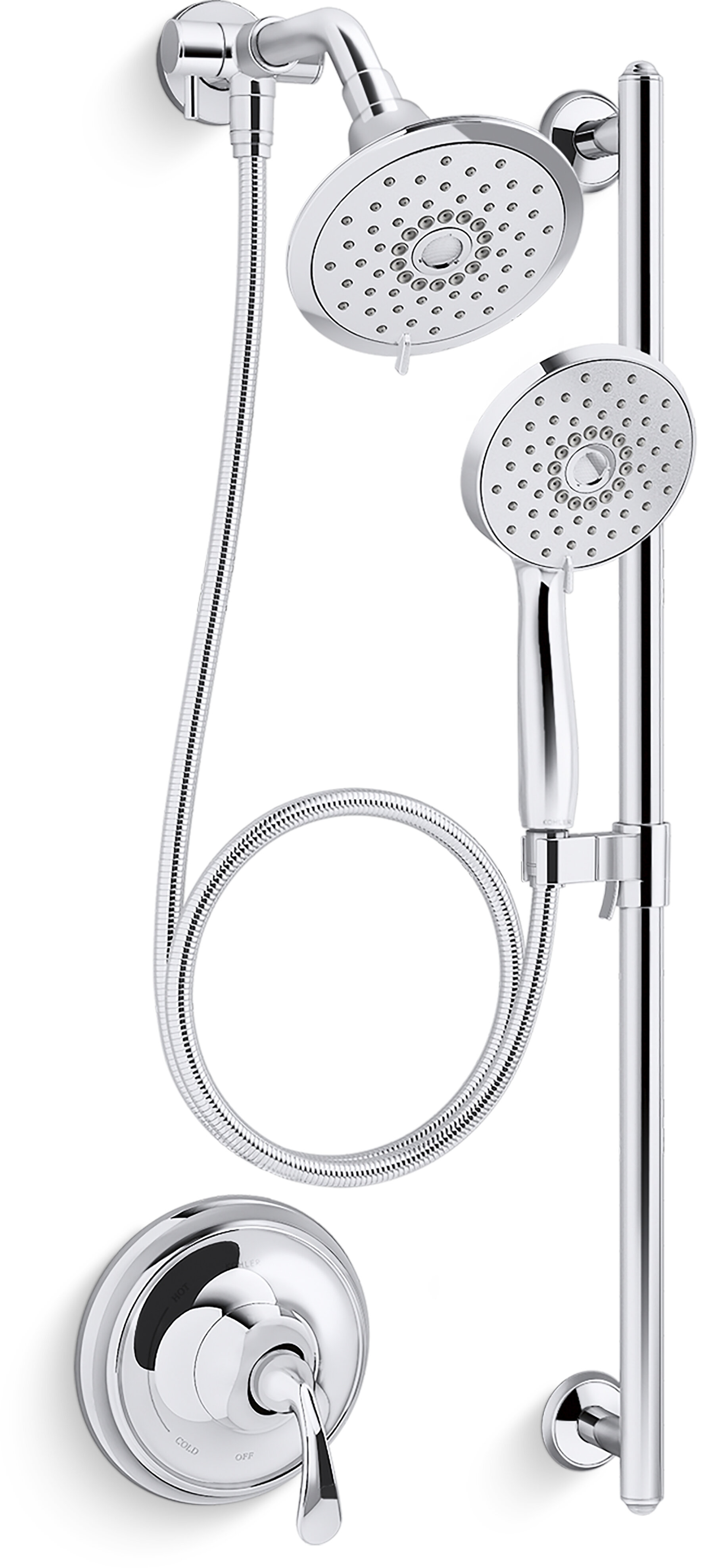 Kohler Fort Performance Showering Kit 2 5 GPM Multifunction   Kohler Forte Performance Showering Kit 25 Gpm Multifunction Showerhead And Handshower Package Three Spray Settings 