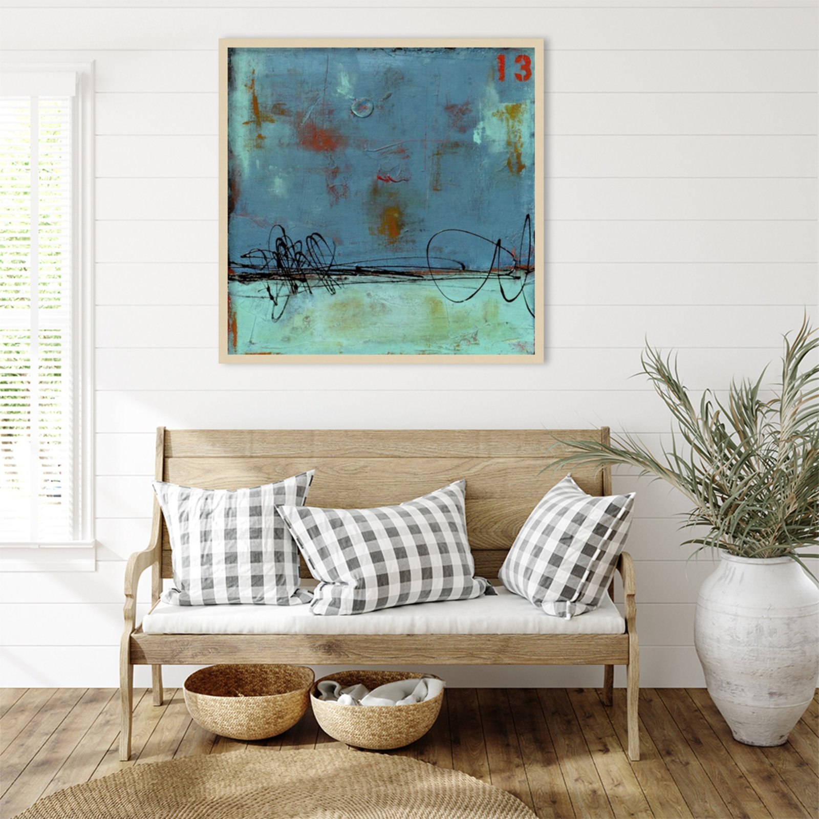 Blue Bay Marina I Print by Erin Ashley, Brown, 33" H x 33" W