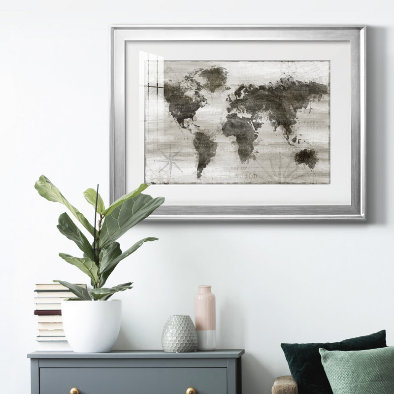 " Travel Map ", Silver, 30.5" H x 42.5" W x 1" D