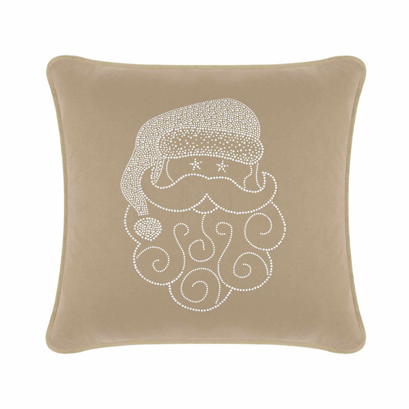 Coussin Sparkles Home Conception de Noël des Fêtes | Insertion de plumes | Lavable à la machine, Carré 16 po, Velours taupe
