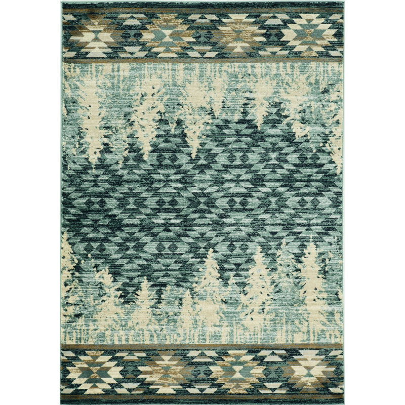3'X5' Slate Blue Machine Woven Pinegrove Lodge Indoor Area Rug