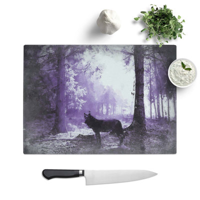 Tempered Glass Wolf in a Forest Chopping Board