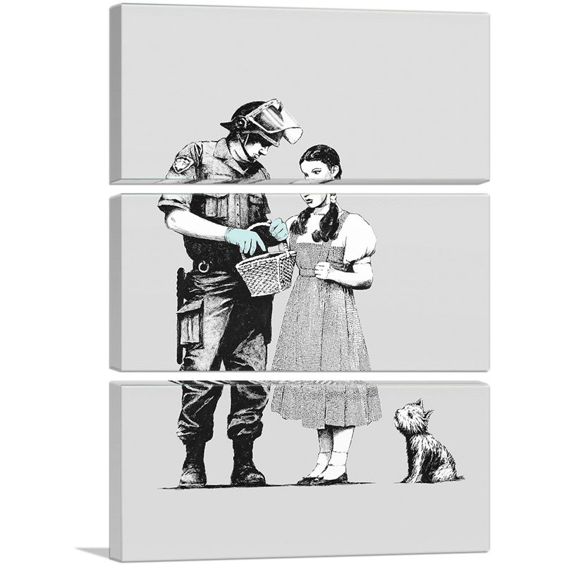 "Dorothy Police" par Banksy - ensemble de 3 impressions sur toile tendue, H 60 po x l 40po x P 1,5 po