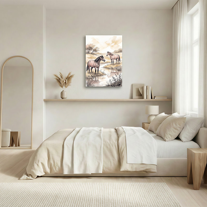 «Two Horses» par Stream in Mute, H 36 po x l 24 po