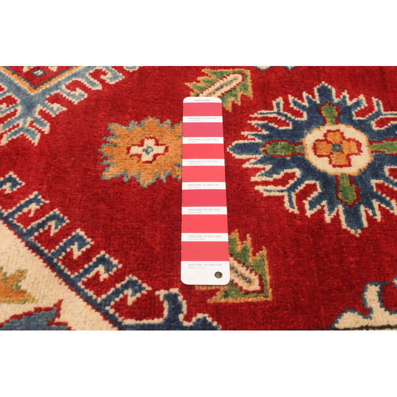 Tapis unique en laine noué à la main 6 pi 1 po x 9 pi nouvel âge en rouge foncé / jaune Odice